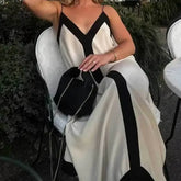 Backless V-neck Summer Beach Vacation Maxi Dress